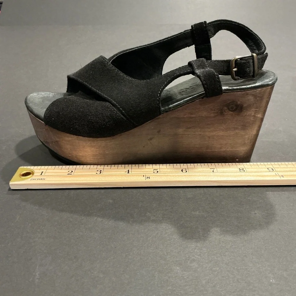 Cordani Josie Black Suede Platform Wedge Sandals